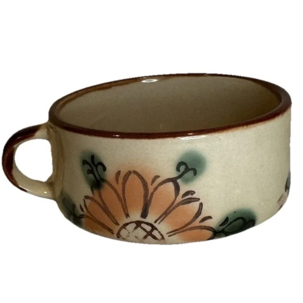 Vtg Norleans Korea 1970's Retro Folk Tundra Sunflower Stoneware Soup Chili Bowl